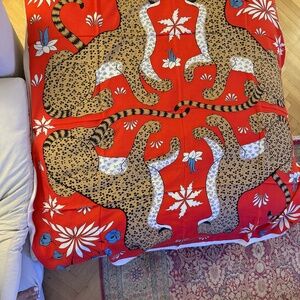 Hermes Cashmere Shawl 140cm "Les Leopards" by Christiane Vauzelles